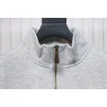 Ralph Lauren Embroidered Small Logo Half-Zip Brushed Hoodie Grey