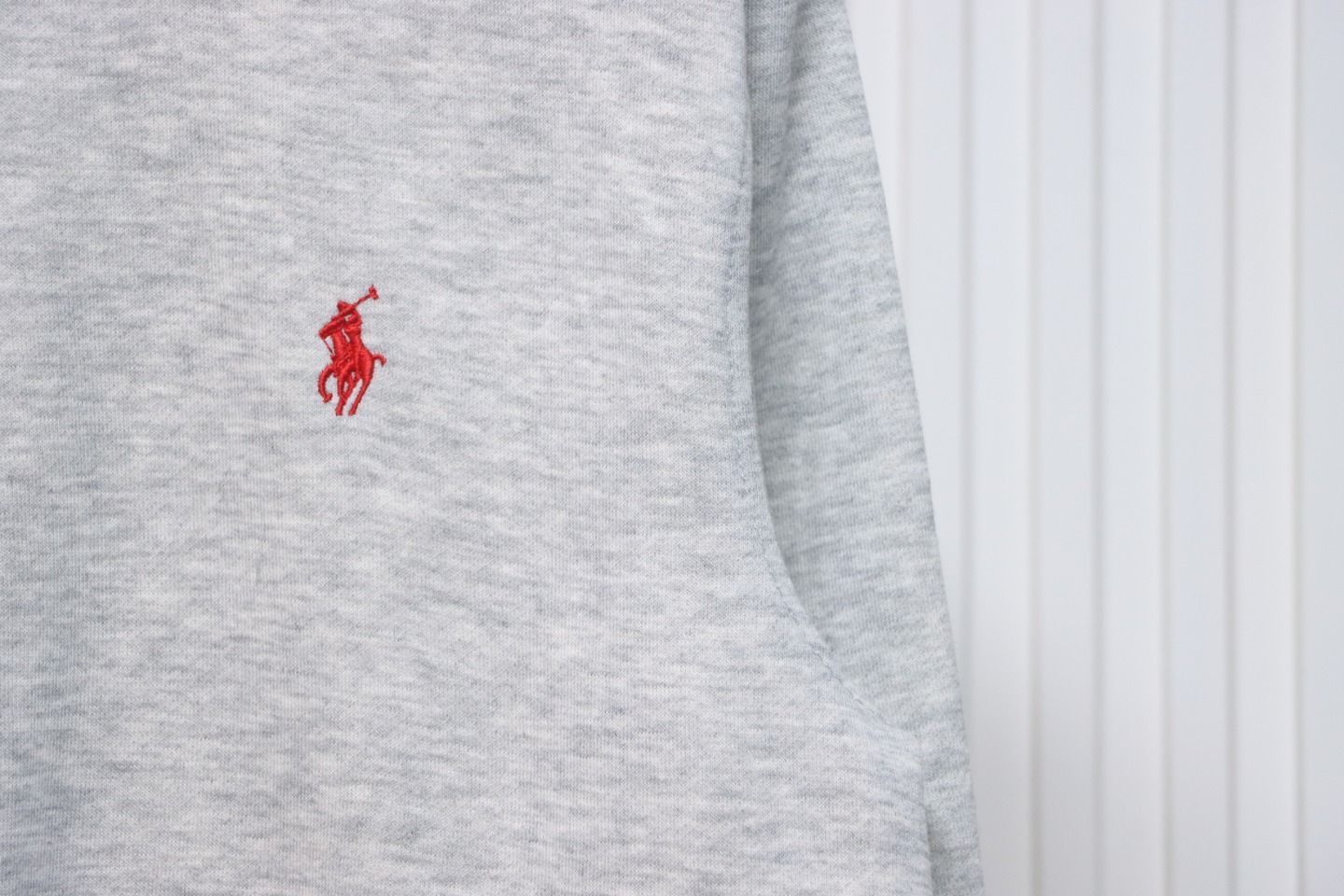 Ralph Lauren Embroidered Small Logo Half-Zip Brushed Hoodie Grey