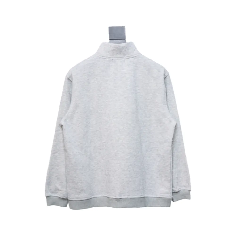 Ralph Lauren Embroidered Small Logo Half-Zip Brushed Hoodie Grey