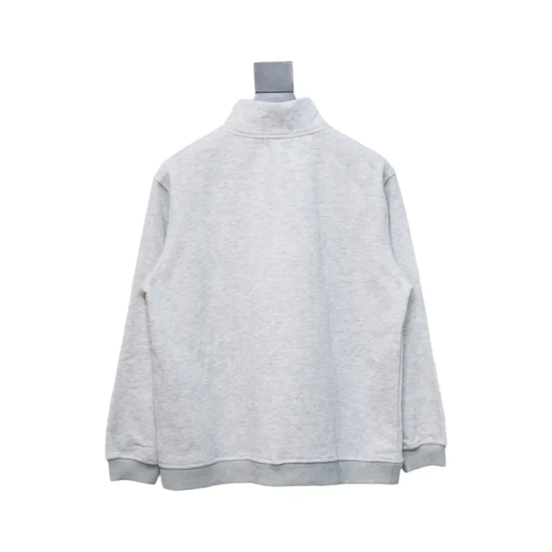 Ralph Lauren Embroidered Small Logo Half-Zip Brushed Hoodie Grey