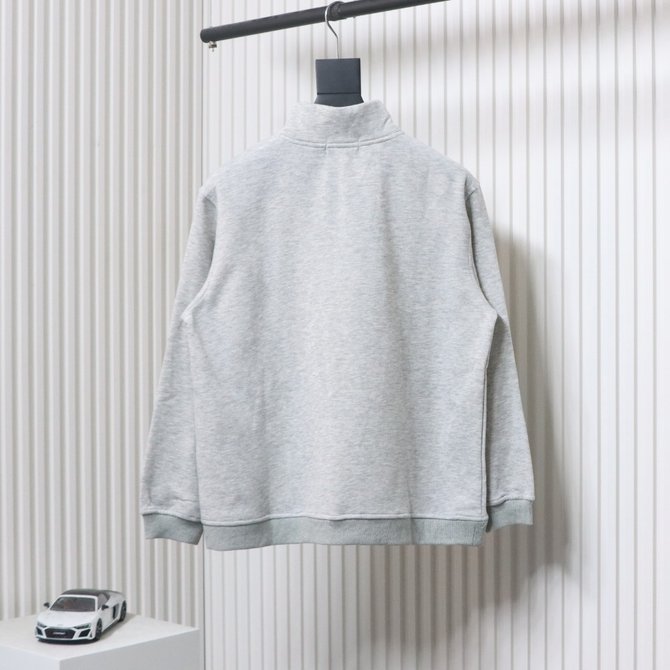 Ralph Lauren Embroidered Small Logo Half-Zip Brushed Hoodie Grey