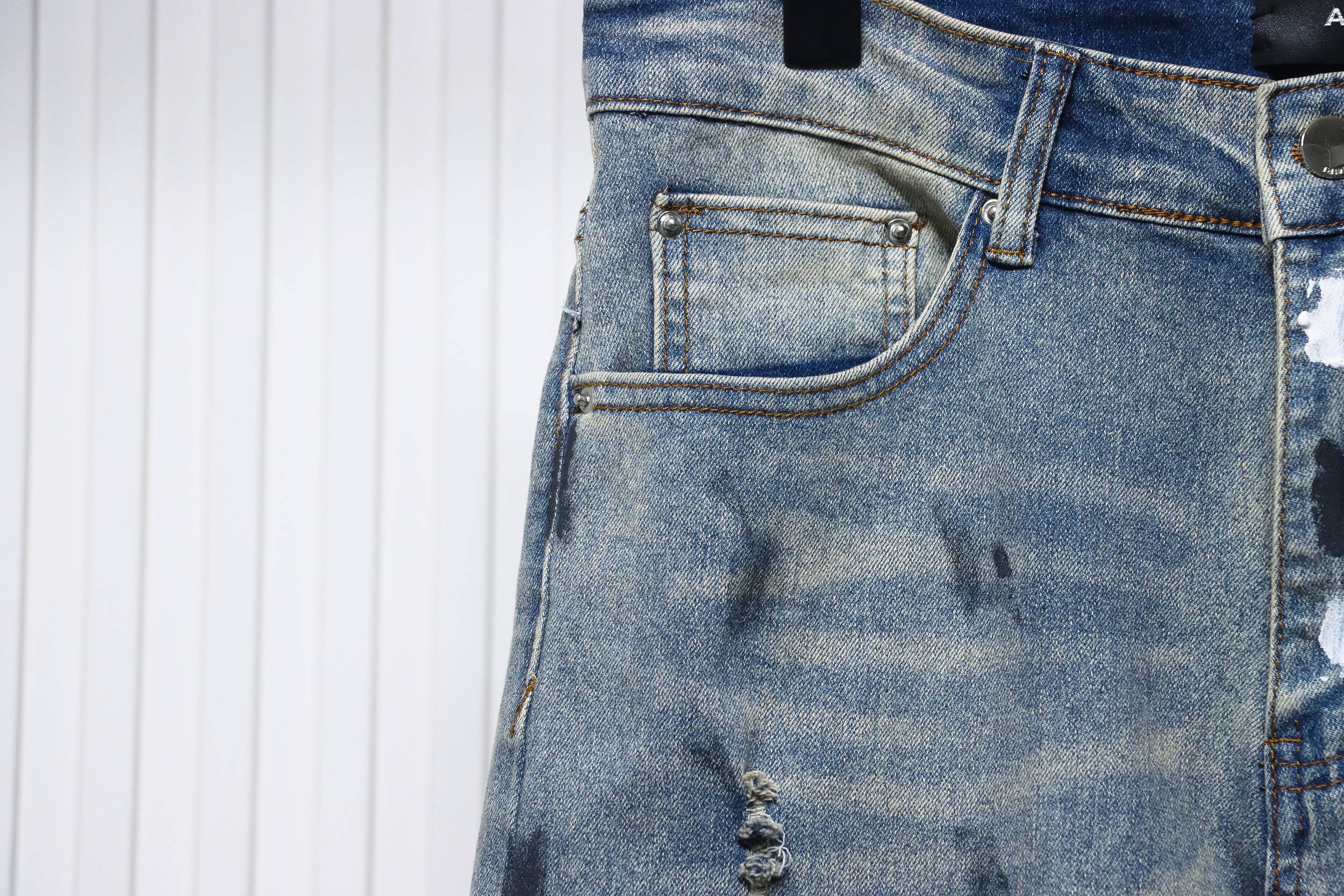 AMIRI Ink-Splashed Rhinestone Jeans