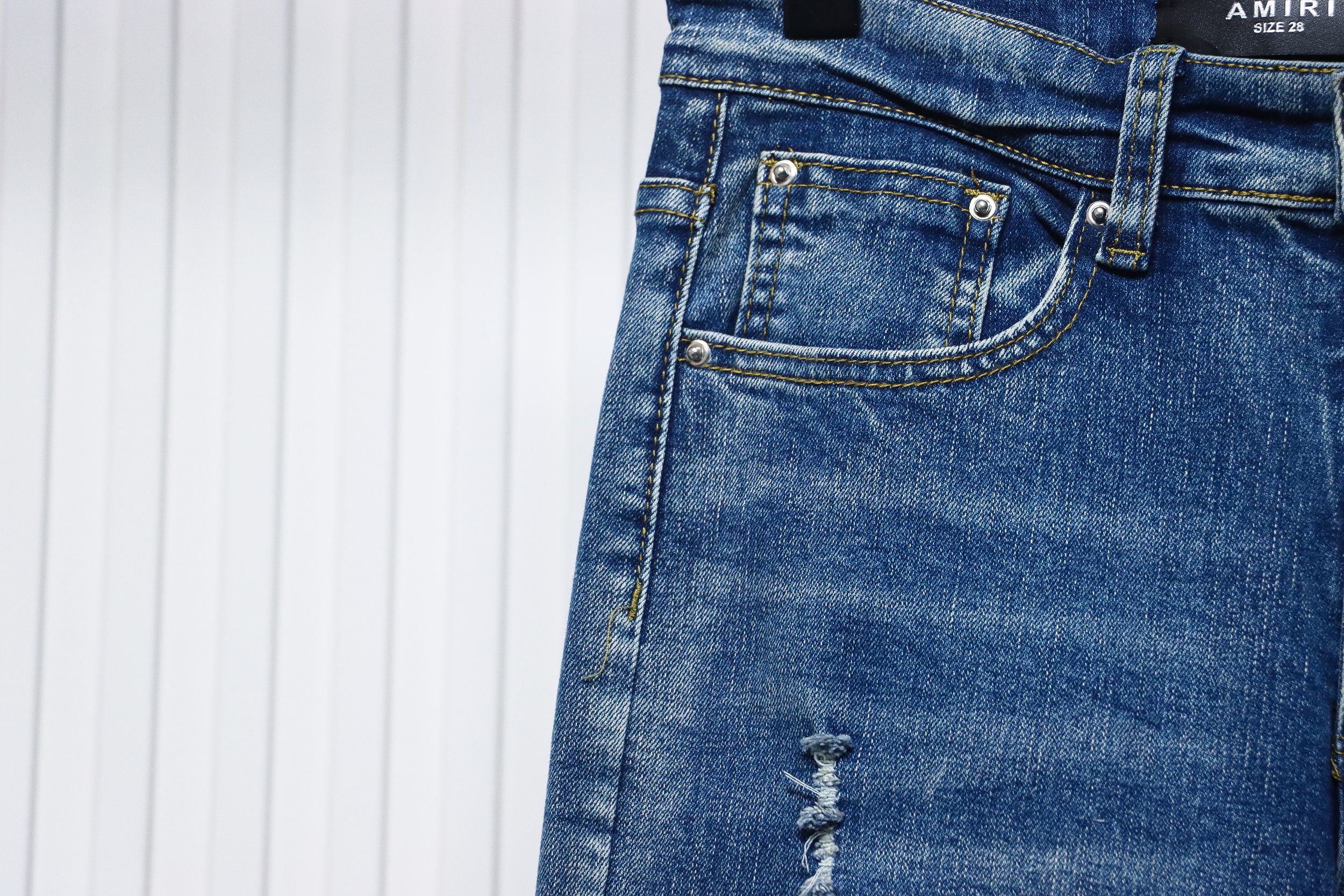 AMIRI MX1 Pink Diamond Washed Ripped Denim Pants