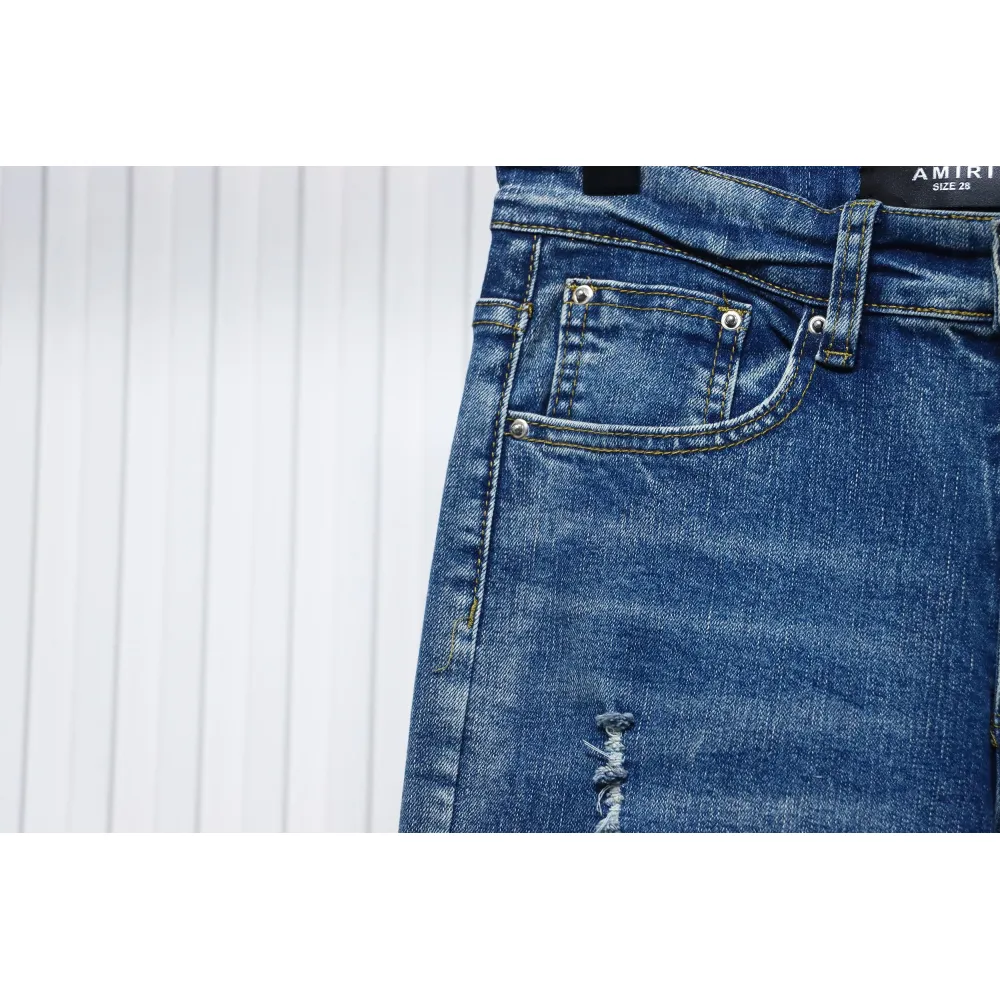AMIRI MX1 Pink Diamond Washed Ripped Denim Pants