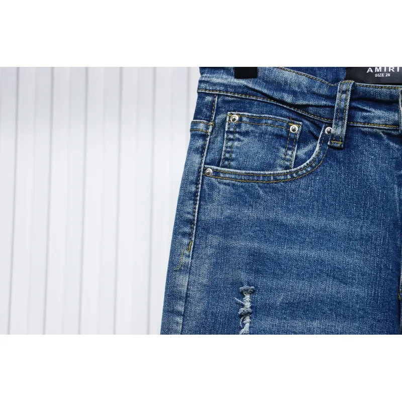AMIRI MX1 Pink Diamond Washed Ripped Denim Pants