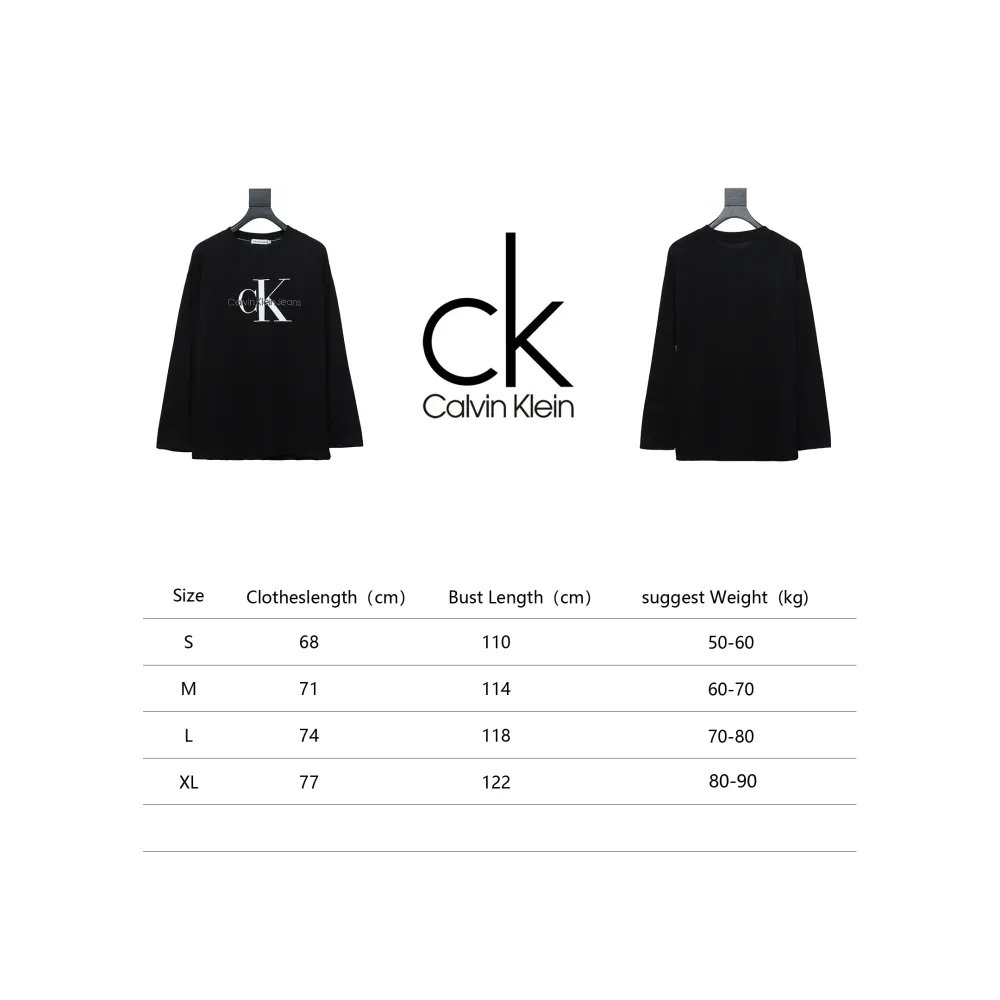 Calvin Klein Basic Casual Round Neck Long Sleeve Black