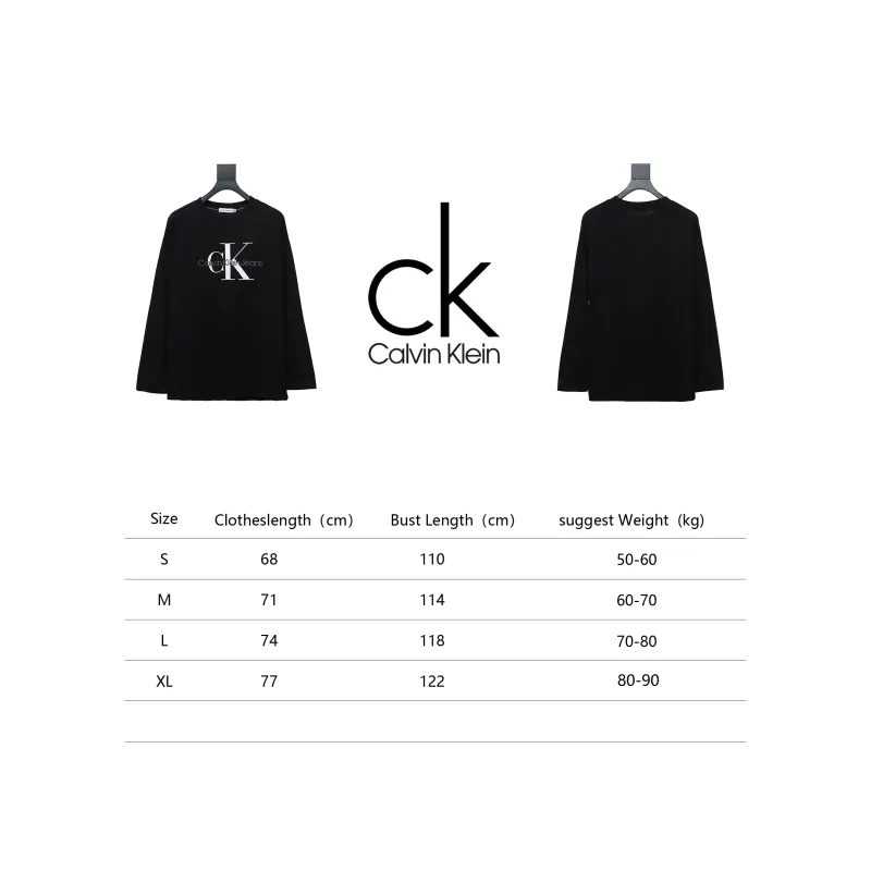 Calvin Klein Basic Casual Round Neck Long Sleeve Black