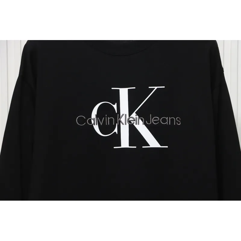 Calvin Klein Basic Casual Round Neck Long Sleeve Black