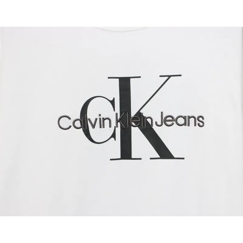 Calvin Klein Basic Casual Round Neck Long Sleeve White
