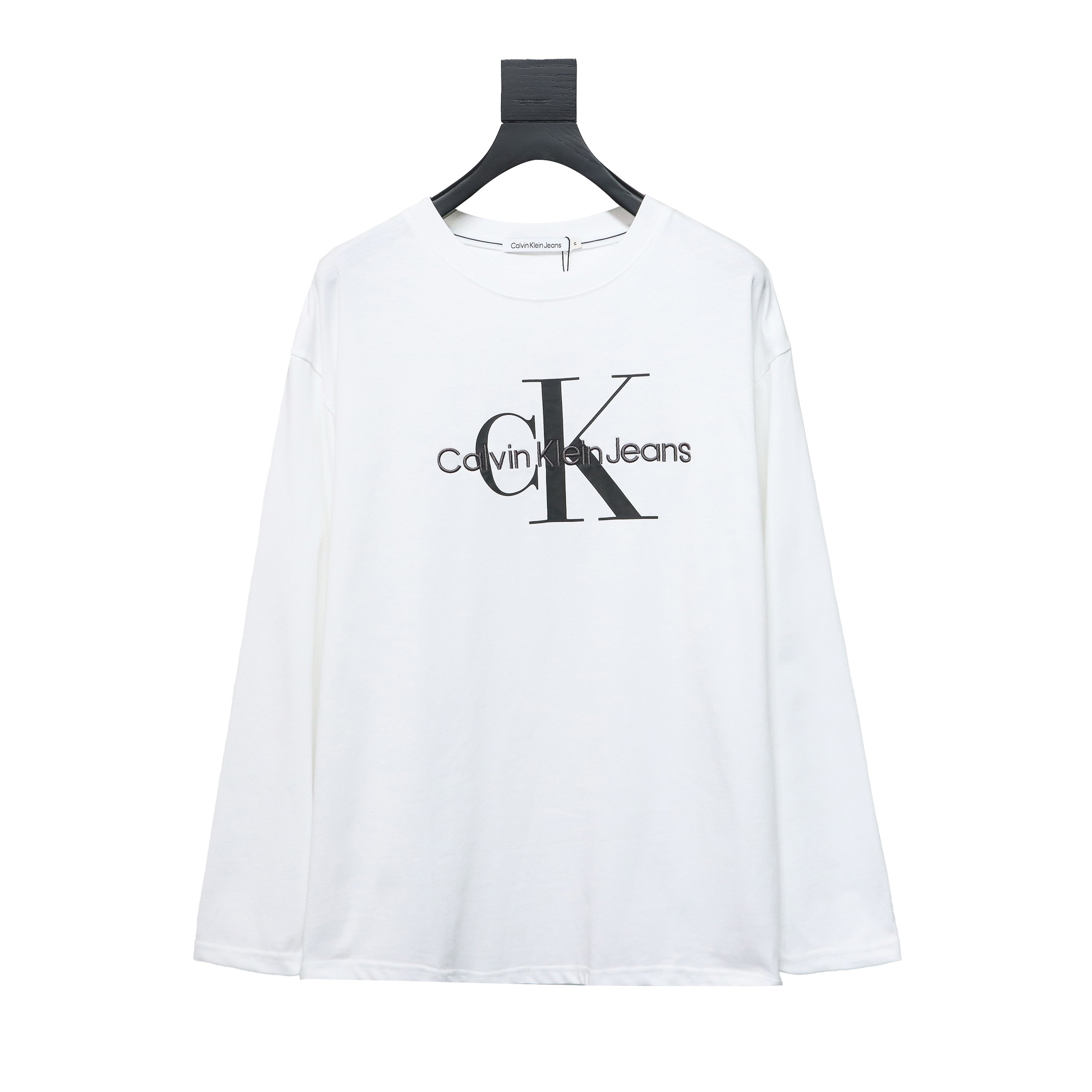 Calvin Klein Basic Casual Round Neck Long Sleeve White