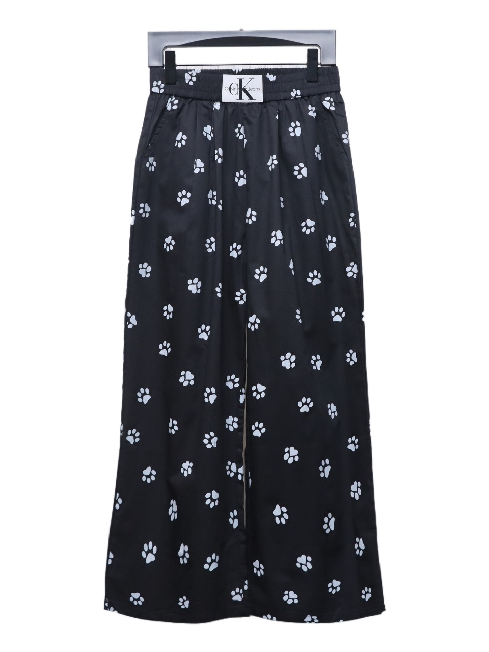 Calvin Klein Cat Print Wide-Leg Trousers Black