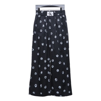 Calvin Klein Cat Print Wide-Leg Trousers Black 01