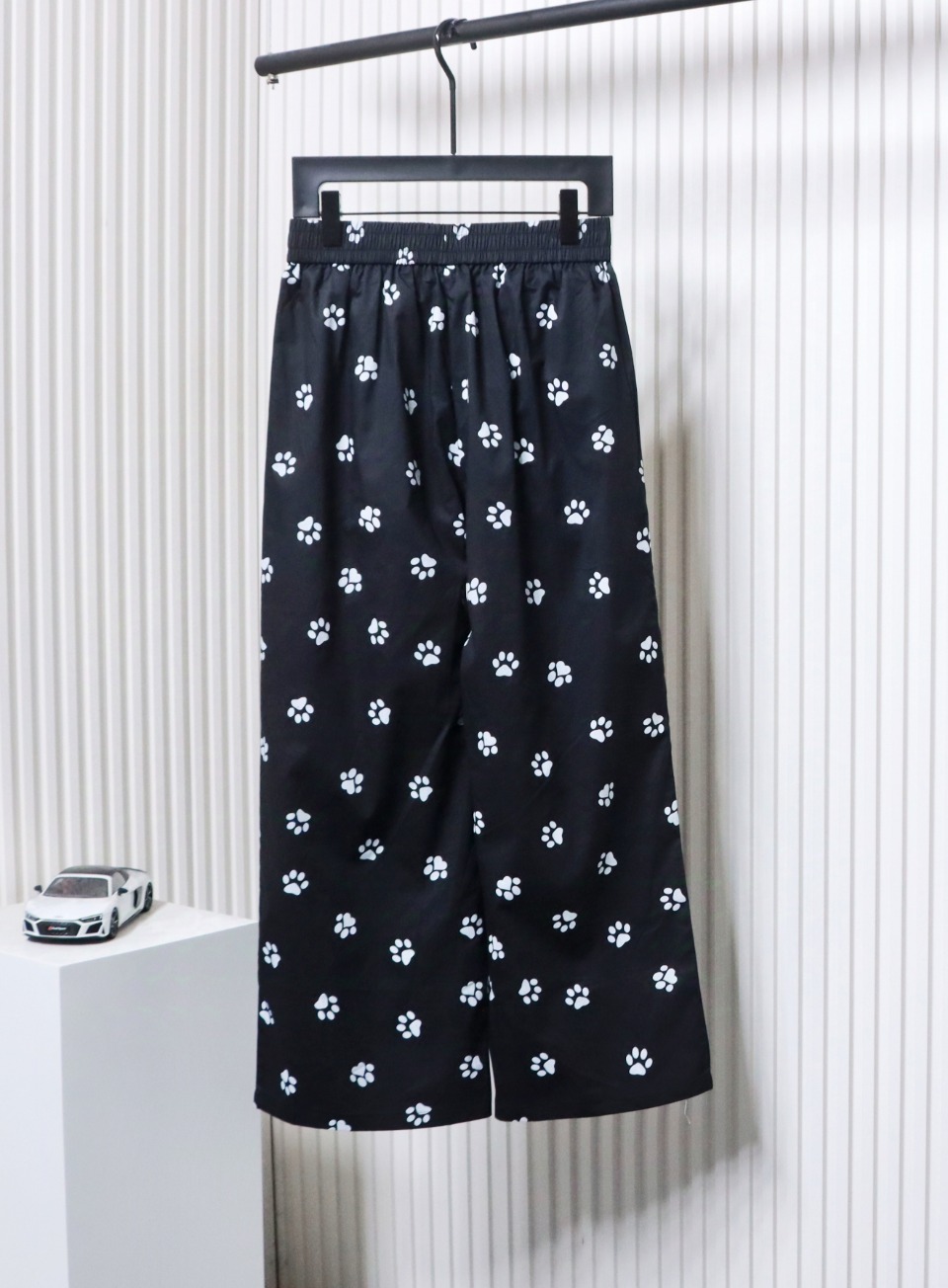 Calvin Klein Cat Print Wide-Leg Trousers Black