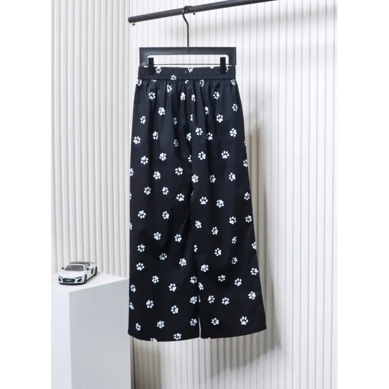 Calvin Klein Cat Print Wide-Leg Trousers Black