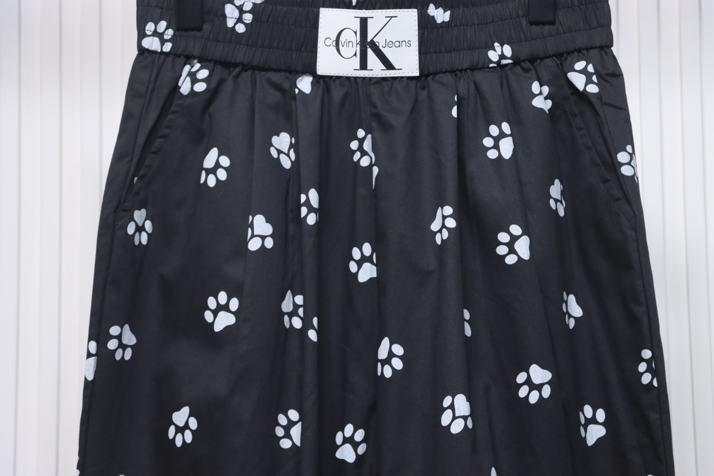 Calvin Klein Cat Print Wide-Leg Trousers Black
