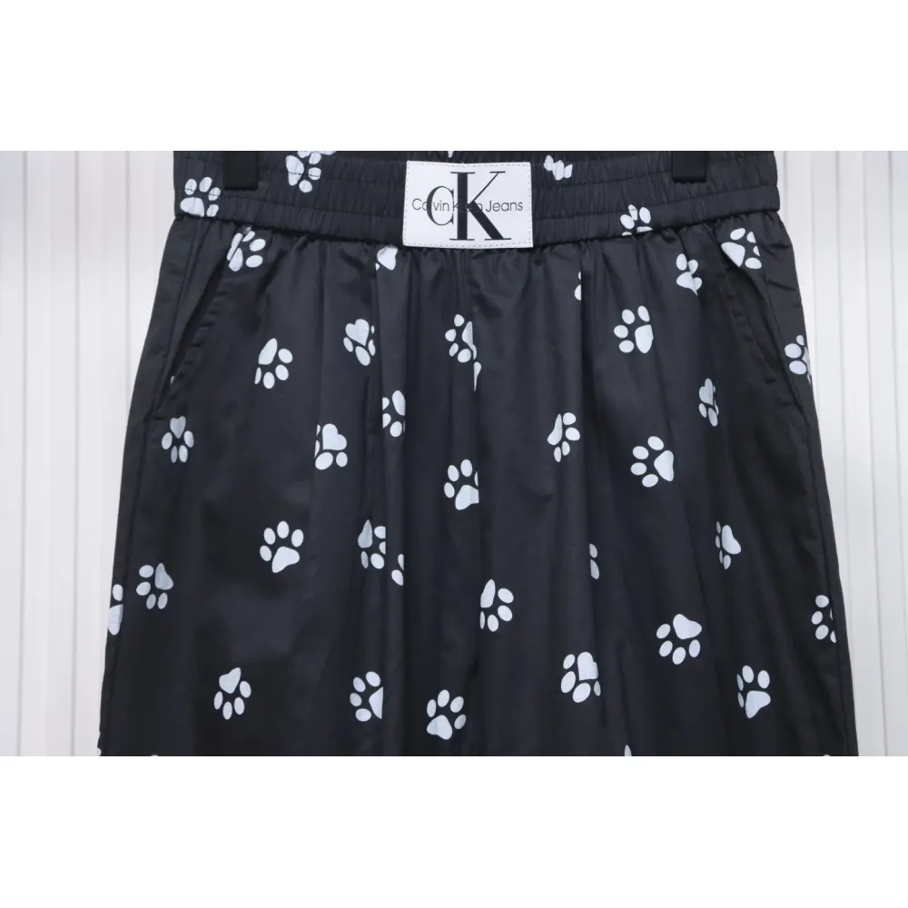 Calvin Klein Cat Print Wide-Leg Trousers Black