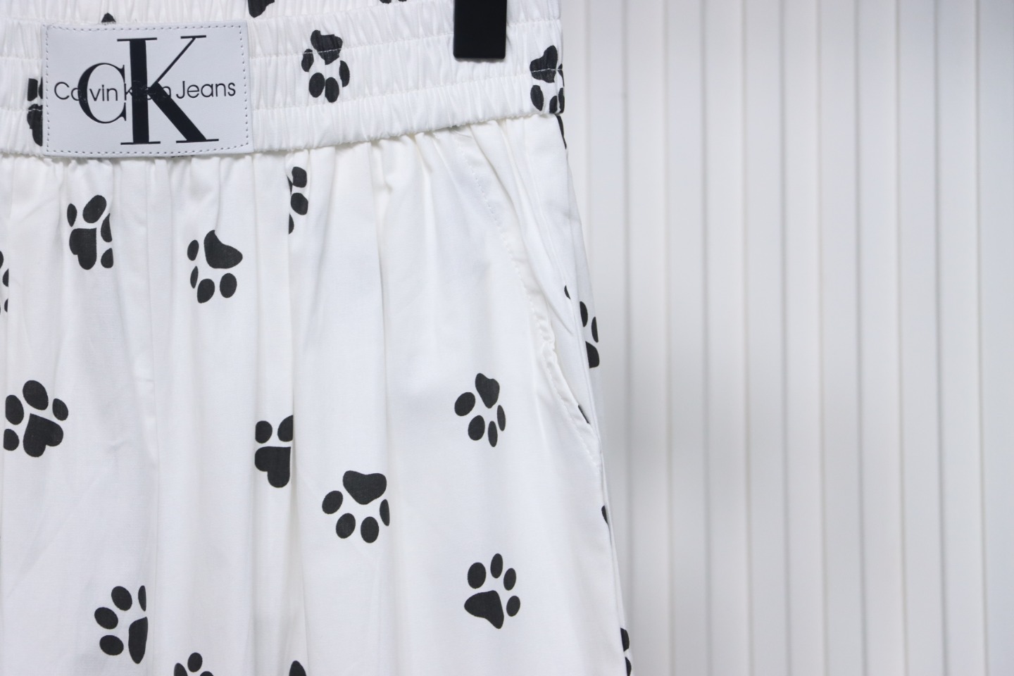 Calvin Klein Cat Print Wide-Leg Trousers White