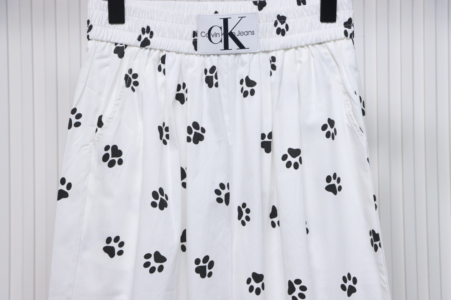 Calvin Klein Cat Print Wide-Leg Trousers White