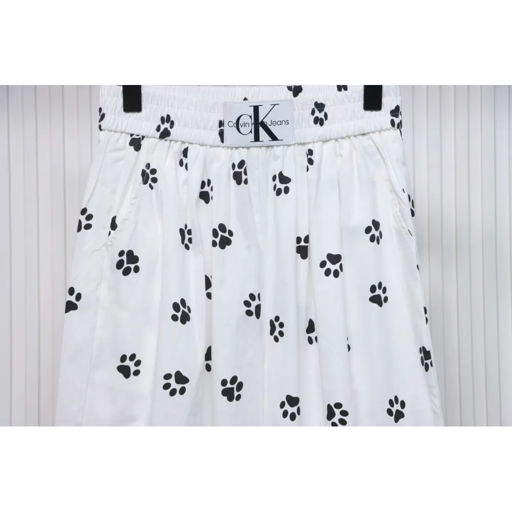 Calvin Klein Cat Print Wide-Leg Trousers White