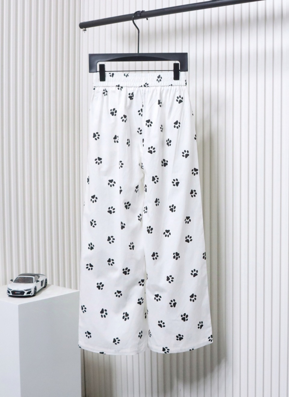 Calvin Klein Cat Print Wide-Leg Trousers White