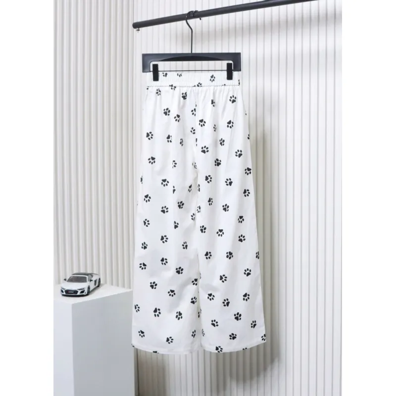 Calvin Klein Cat Print Wide-Leg Trousers White