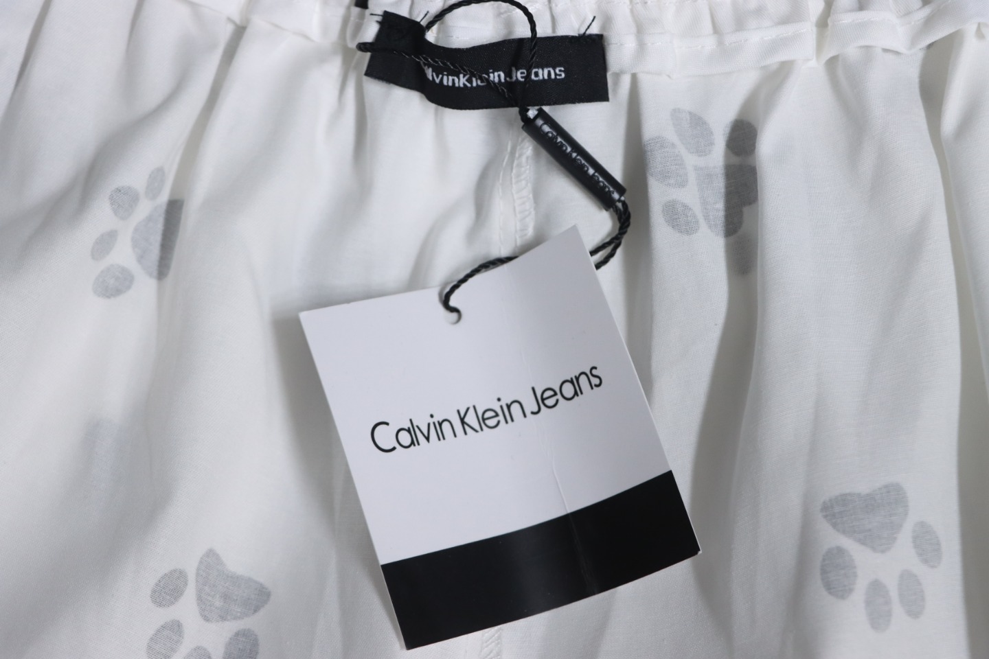 Calvin Klein Cat Print Wide-Leg Trousers White