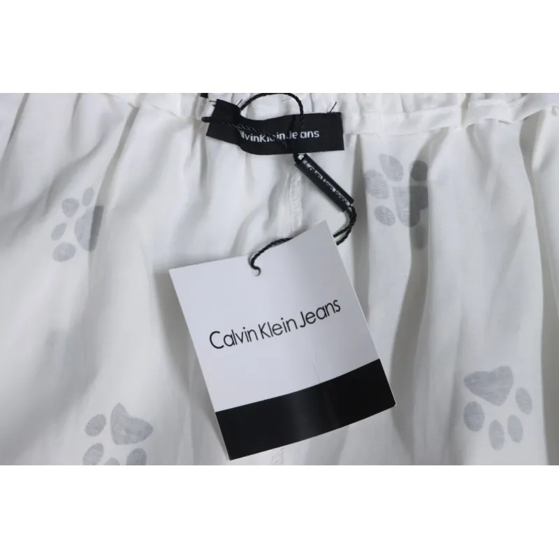 Calvin Klein Cat Print Wide-Leg Trousers White