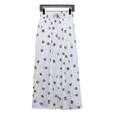 Calvin Klein Cat Print Wide-Leg Trousers White 01