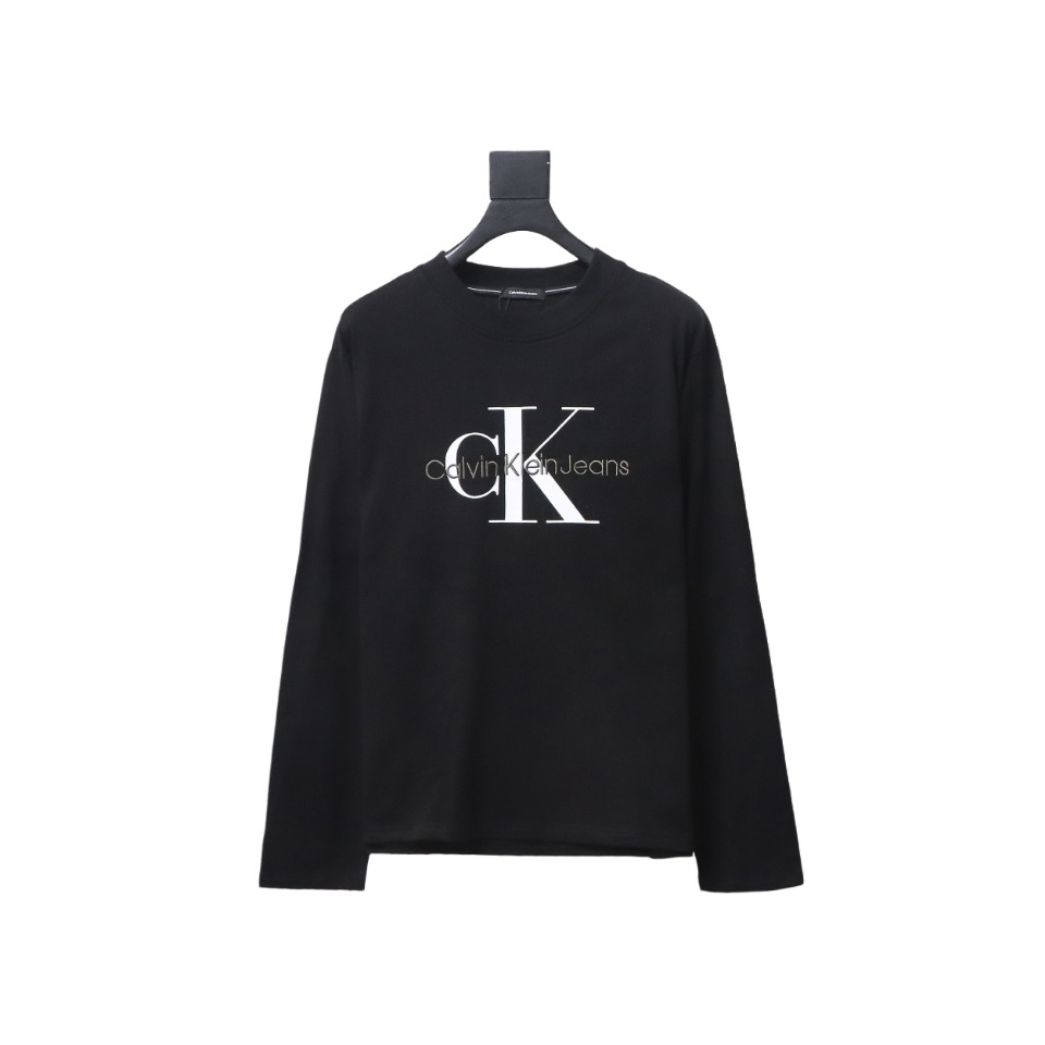 Calvin Klein CK Embroidered Print Long-Sleeved T-shirt Black