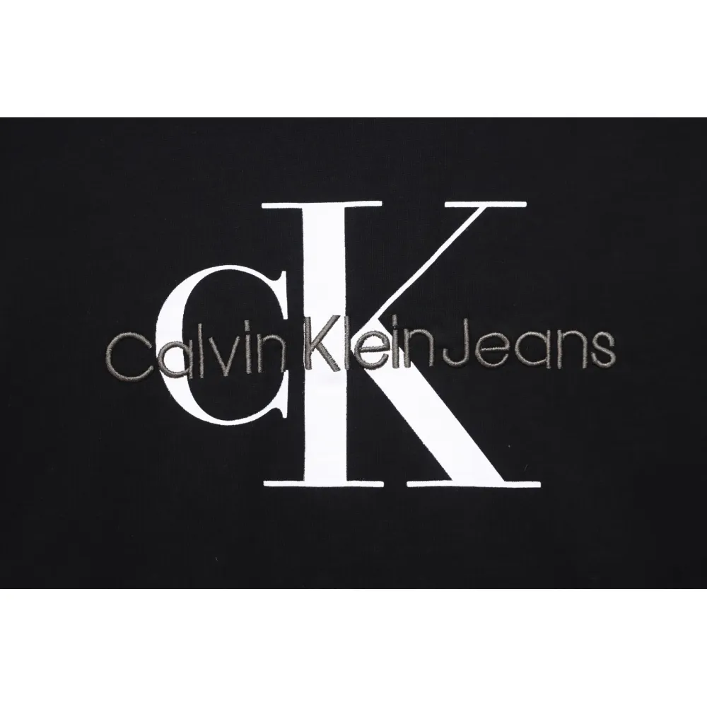 Calvin Klein CK Embroidered Print Long-Sleeved T-shirt Black