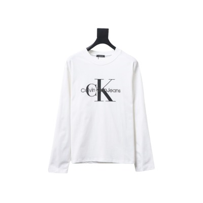 Calvin Klein CK Embroidered Print Long-Sleeved T-shirt White 01