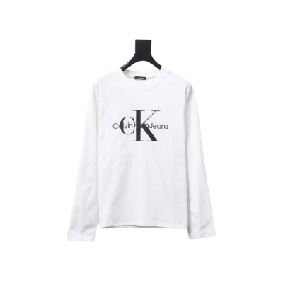 Calvin Klein CK Embroidered Print Long-Sleeved T-shirt White 01
