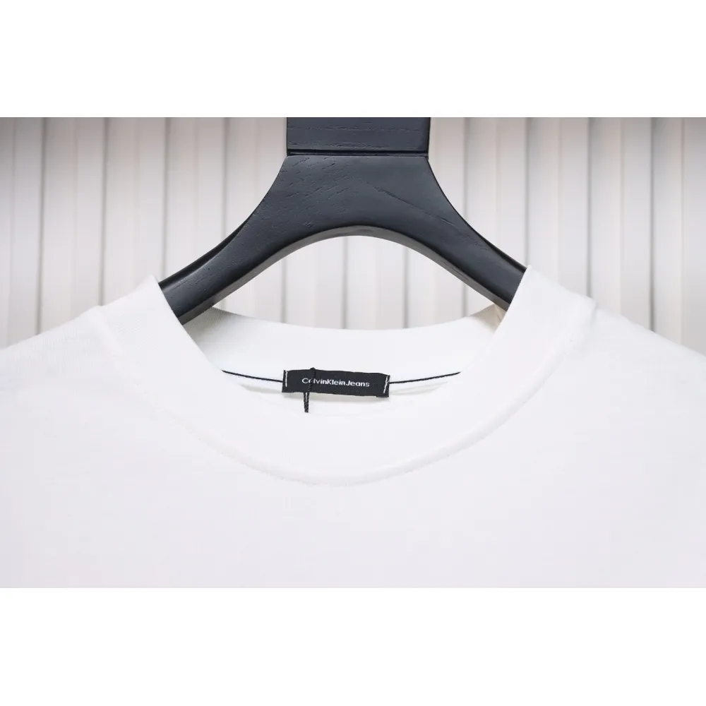 Calvin Klein CK Embroidered Print Long-Sleeved T-shirt White
