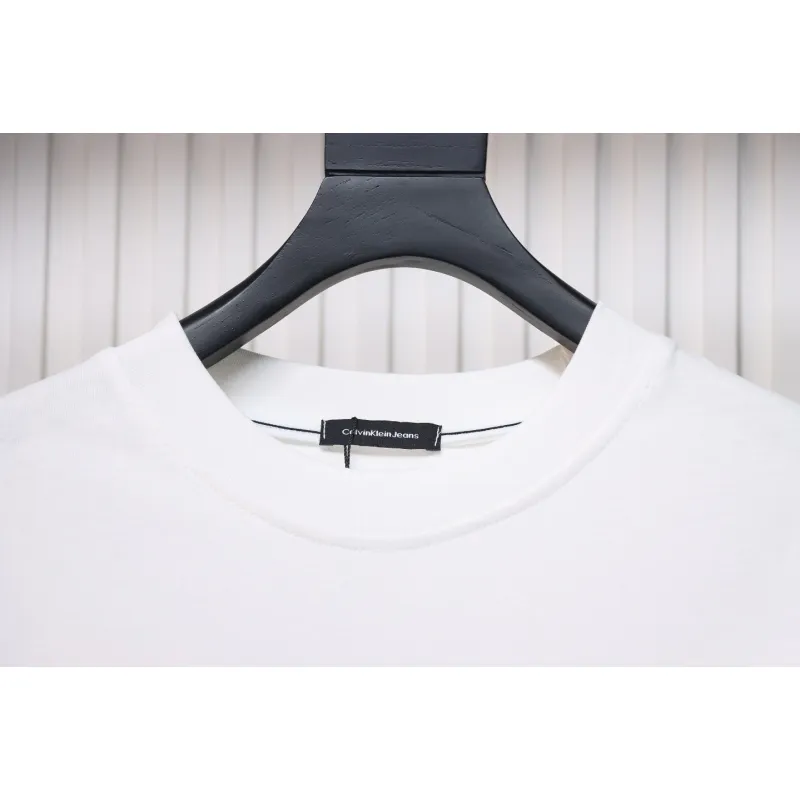 Calvin Klein CK Embroidered Print Long-Sleeved T-shirt White