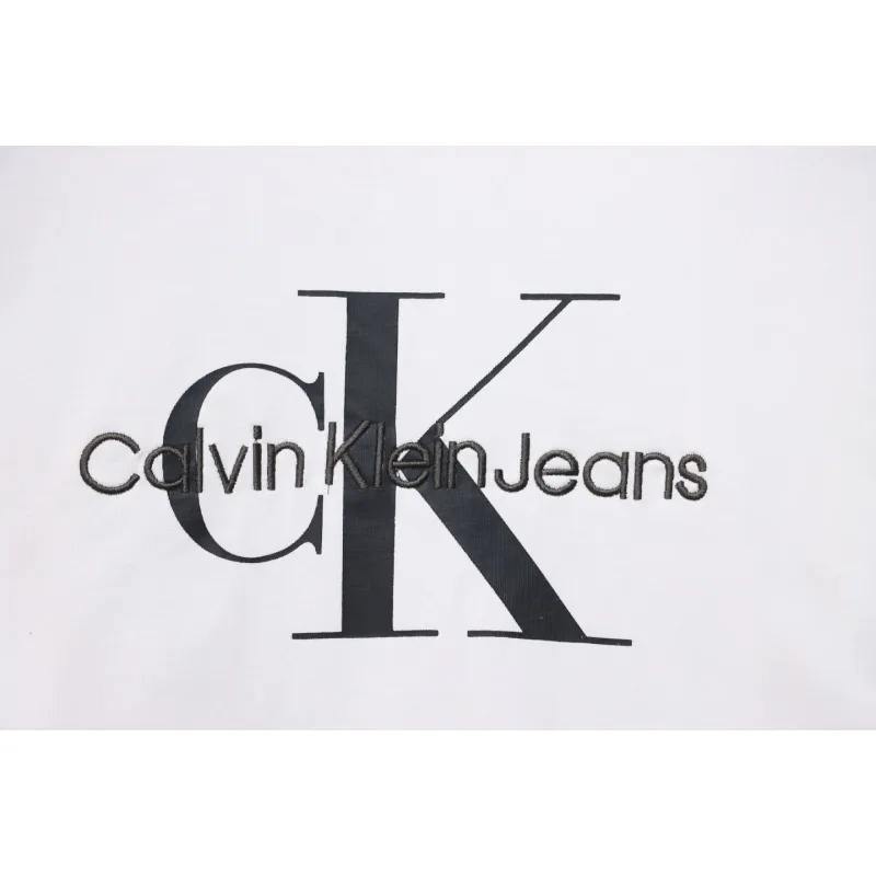 Calvin Klein CK Embroidered Print Long-Sleeved T-shirt White