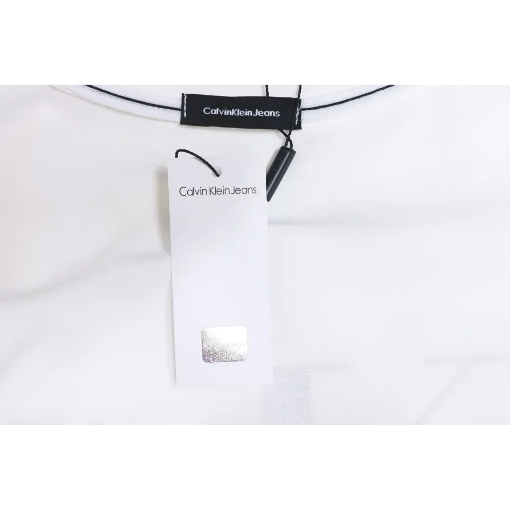 Calvin Klein CK Embroidered Print Long-Sleeved T-shirt White