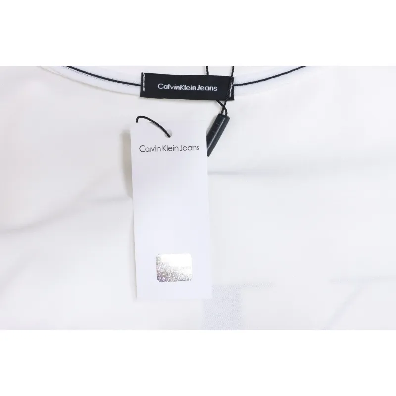 Calvin Klein CK Embroidered Print Long-Sleeved T-shirt White