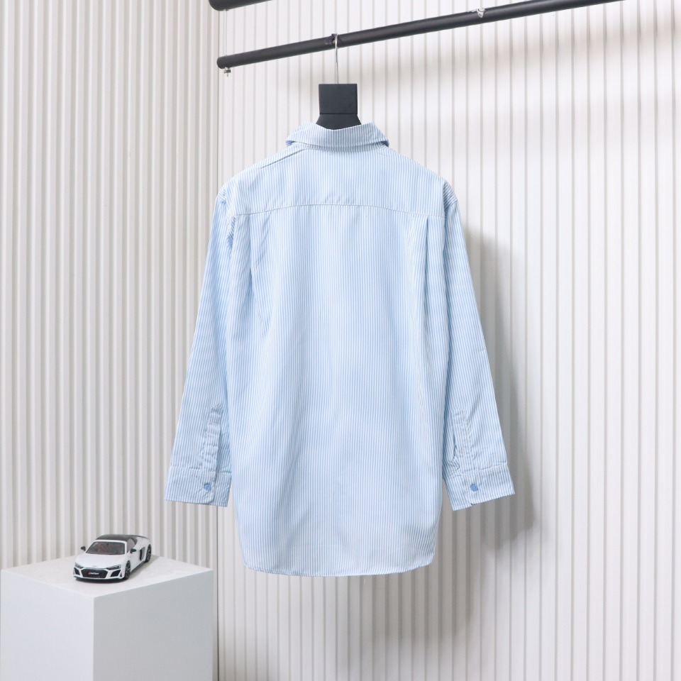 Calvin Klein Ck Fabric Label Pocket Casual Loose Long Sleeve Shirt Blue