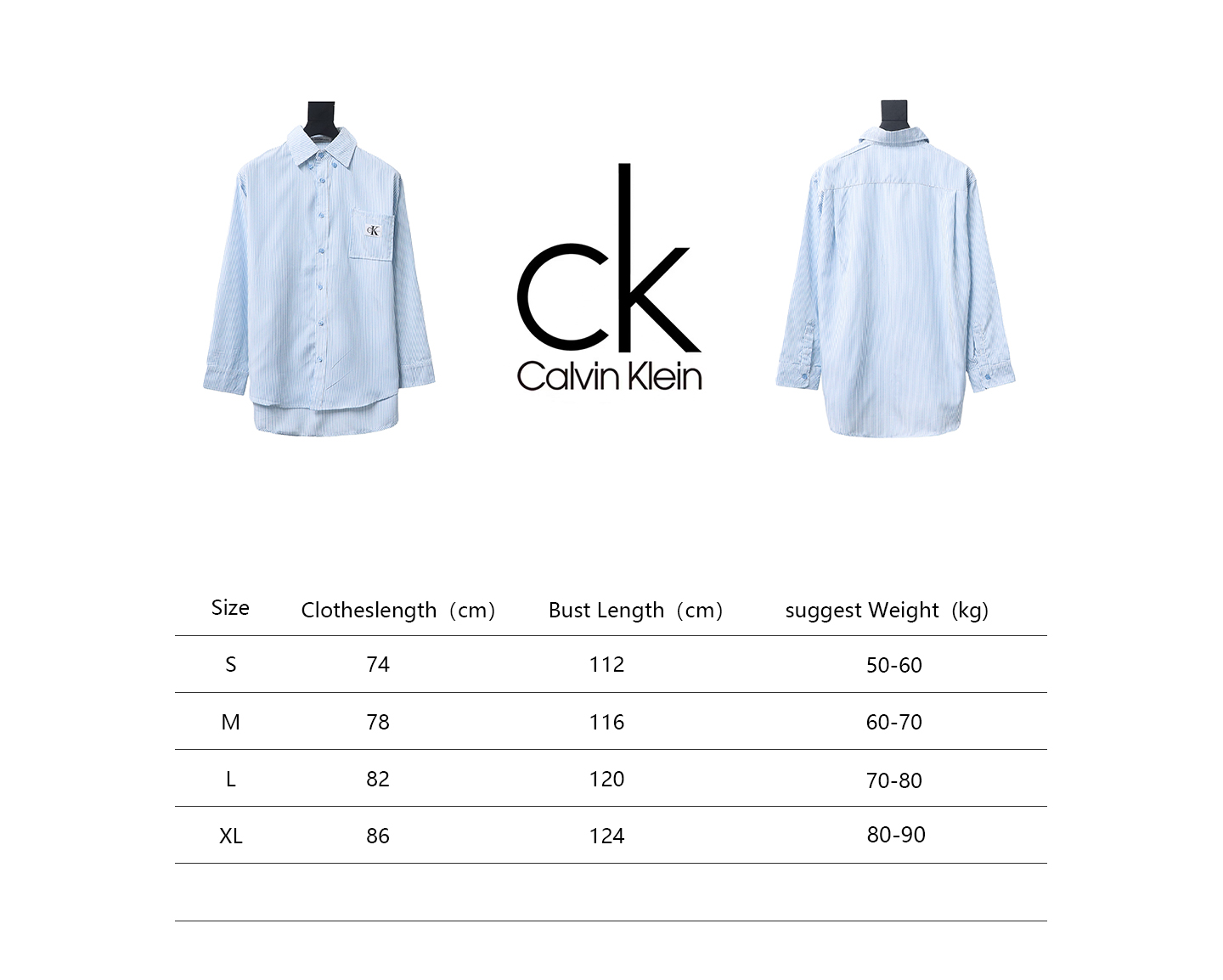 Calvin Klein Ck Fabric Label Pocket Casual Loose Long Sleeve Shirt Blue