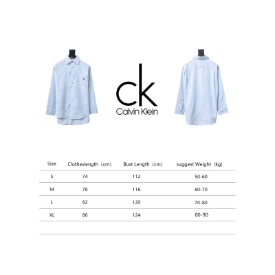 Calvin Klein Ck Fabric Label Pocket Casual Loose Long Sleeve Shirt Blue 02