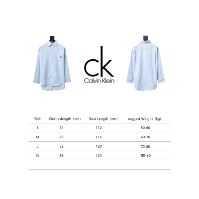 Calvin Klein Ck Fabric Label Pocket Casual Loose Long Sleeve Shirt Blue 02