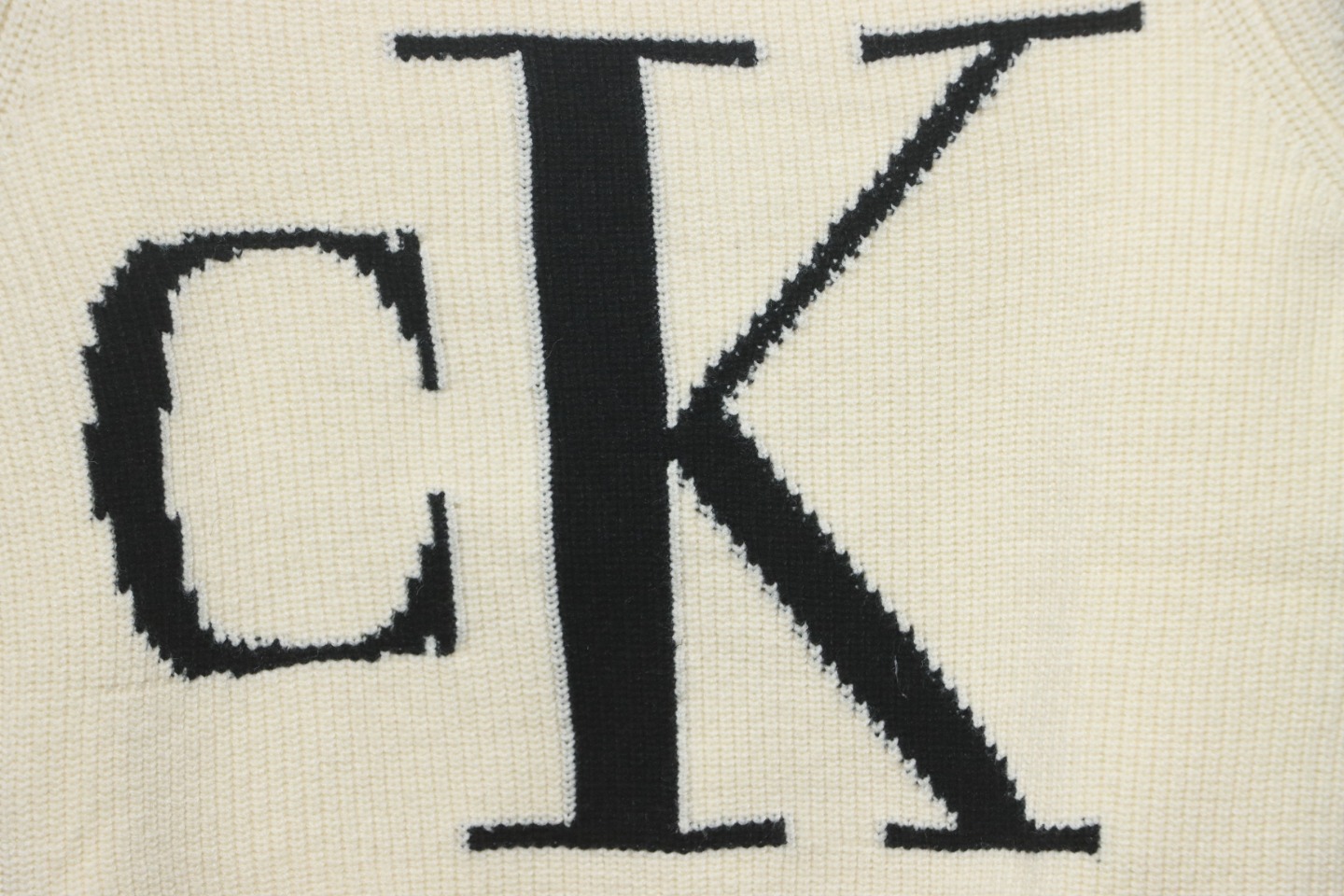 Calvin Klein CK Jacquard Knit Sweater Beige