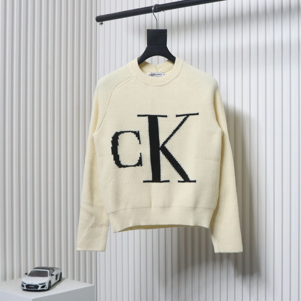Calvin Klein CK Jacquard Knit Sweater Beige