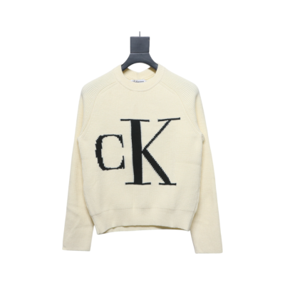 Calvin Klein CK Jacquard Knit Sweater Beige 01