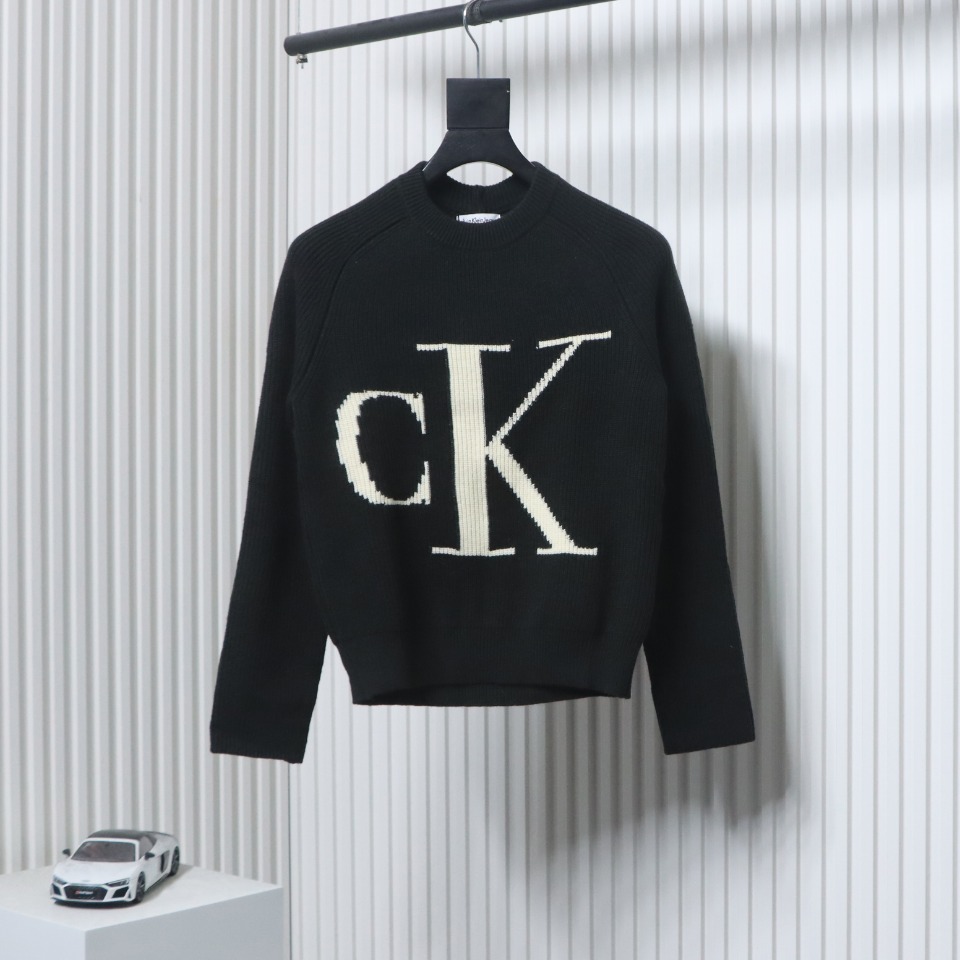 Calvin Klein CK Jacquard Knit Sweater Black