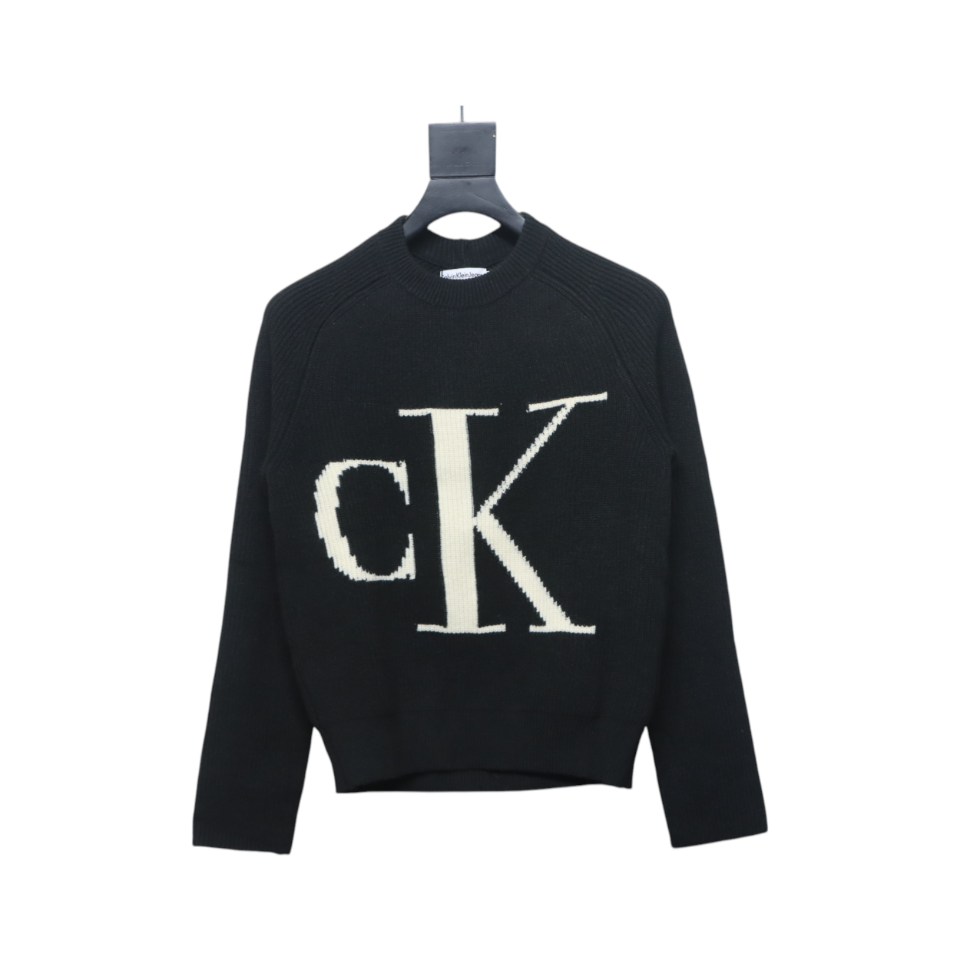 Calvin Klein CK Jacquard Knit Sweater Black