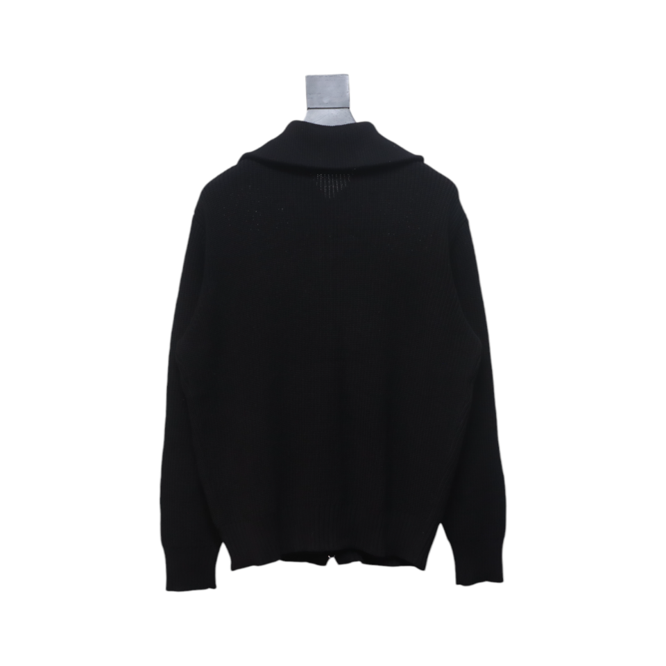 Calvin Klein CK Logo Embroidered Knitted Zip-Up Jacket Black
