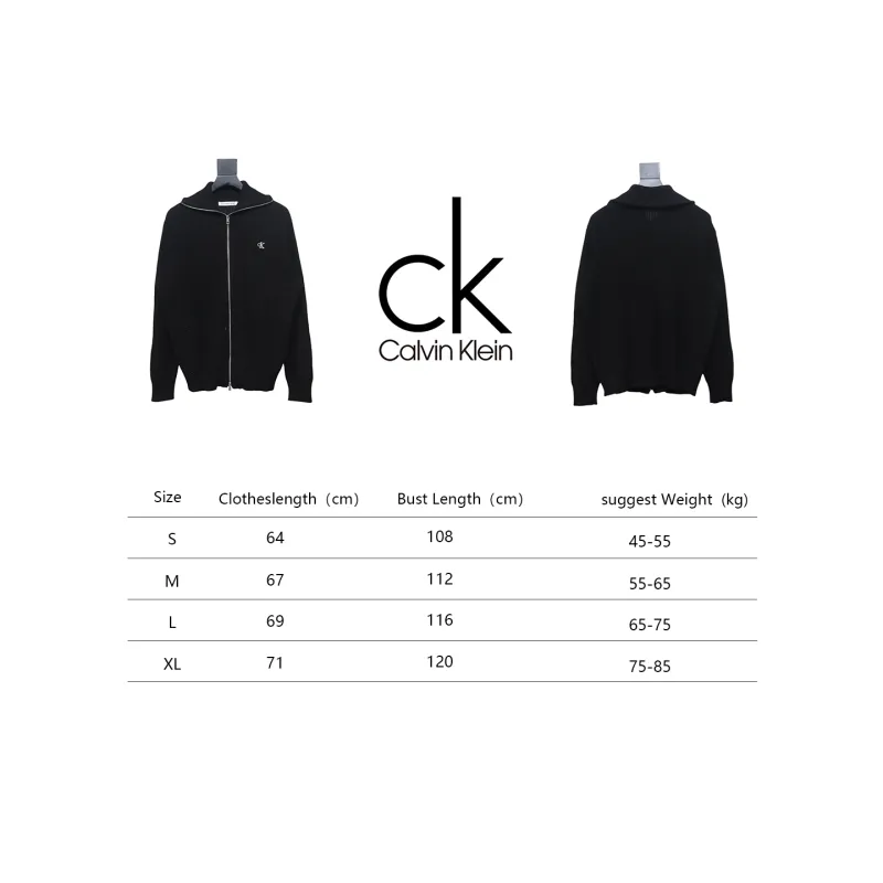 Calvin Klein CK Logo Embroidered Knitted Zip-Up Jacket Black