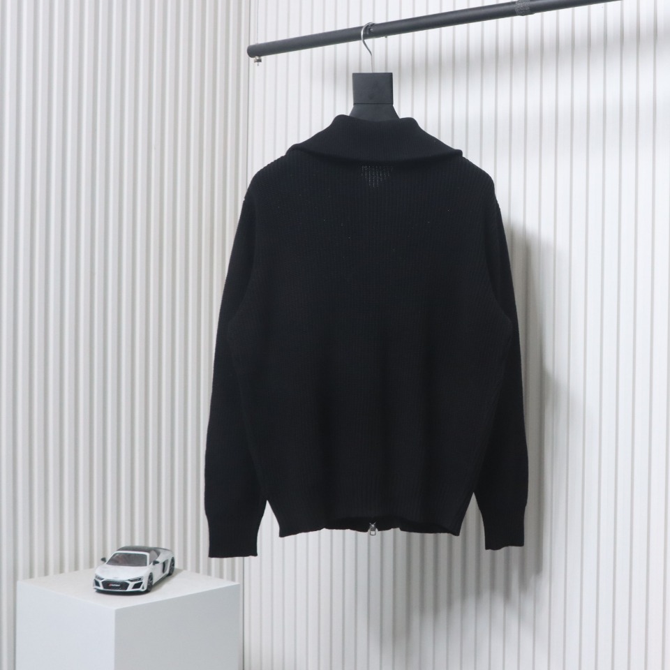 Calvin Klein CK Logo Embroidered Knitted Zip-Up Jacket Black