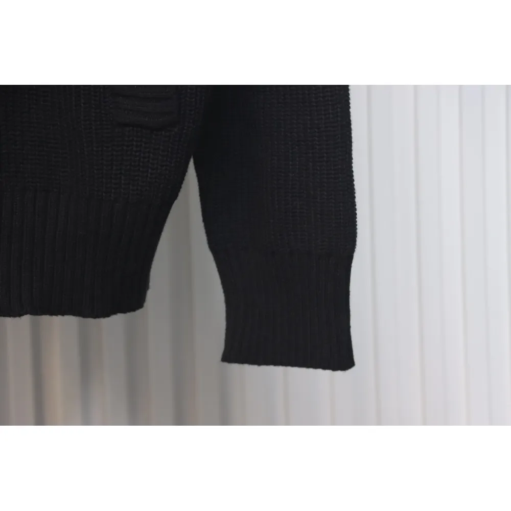 Calvin Klein CK Logo Embroidered Knitted Zip-Up Jacket Black
